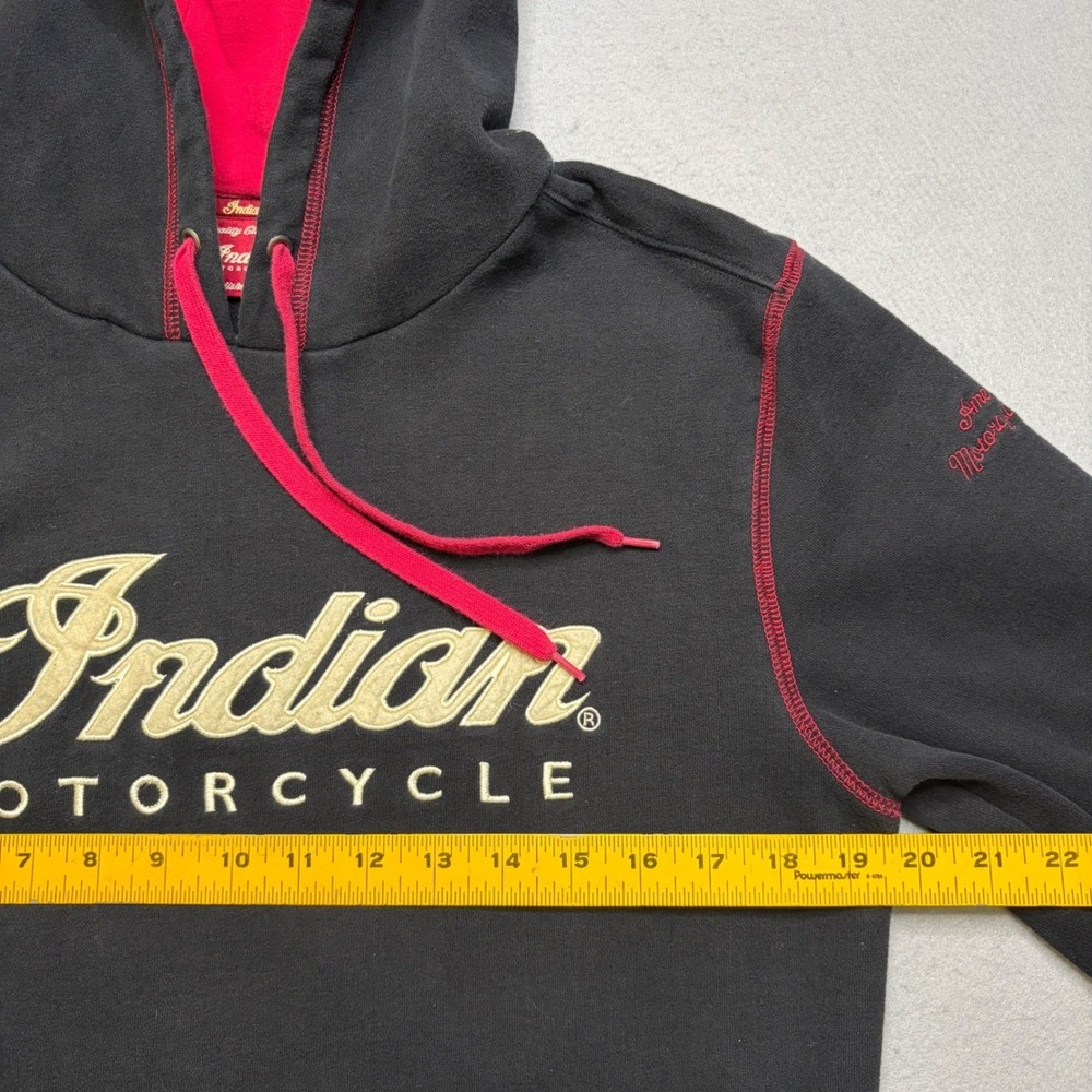 Indian Motorcycle Hoodie Men Small Black Red Pullover Embroidered Logo Biker - Picture 7 of 11